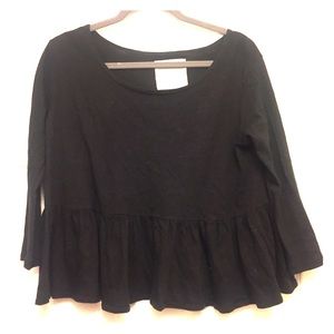 Free People Black Long Sleeved Crop Top